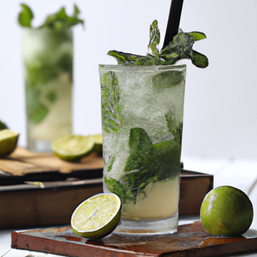 תמונה של מוחיטו מרענן מוגש בכוס גבוהה עם עלי נענע מבולבלים ופרוסות ליים.