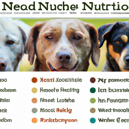 תמונה של גזעי כלבים שונים עם שכבת טקסט המסבירה את הצרכים התזונתיים המגוונים שלהם